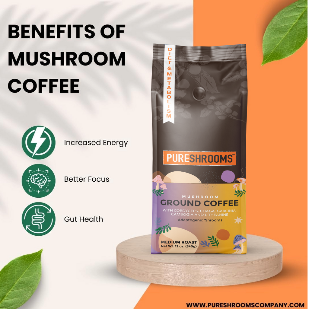 PureShrooms Energize Mushroom Ground Coffee 340g