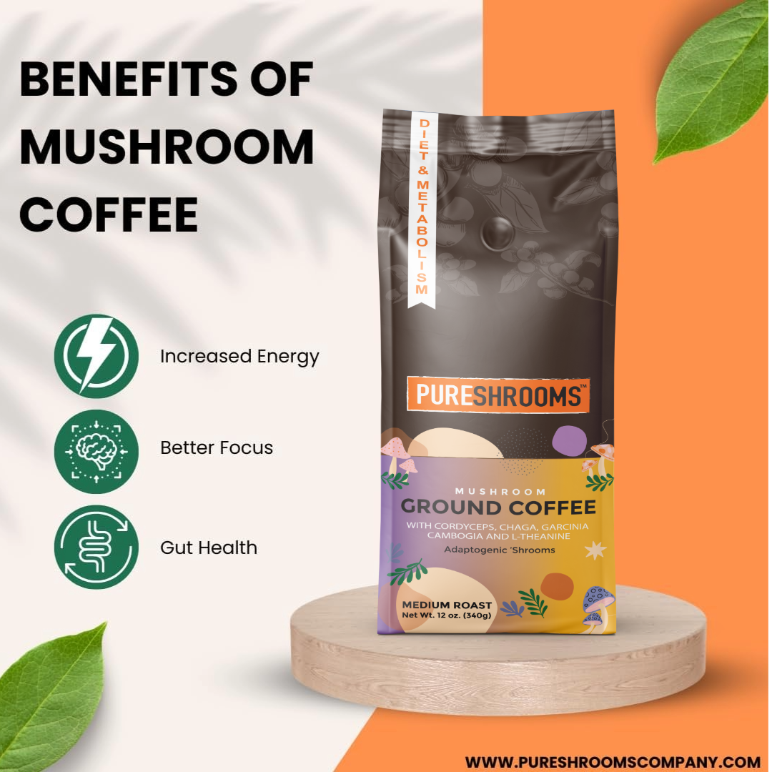 PureShrooms Energize Mushroom Ground Coffee 340g