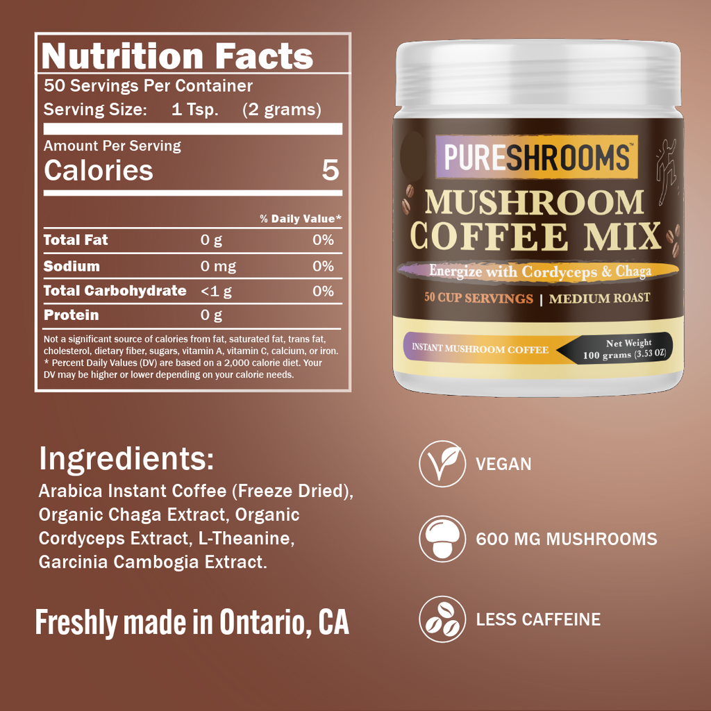 PureShrooms Energize Mushroom Coffee with Cordyceps & Chaga